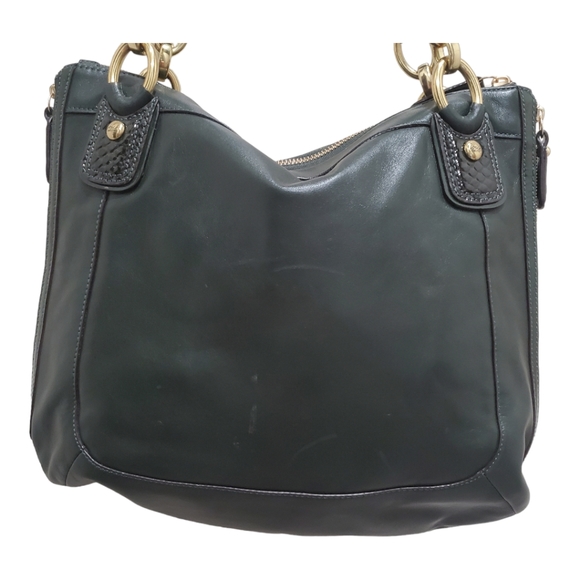 $458 Coach Kristin Spectator Exotic Leather Hobo Bag EUC Croc Dark Green Hunter - Picture 8 of 13